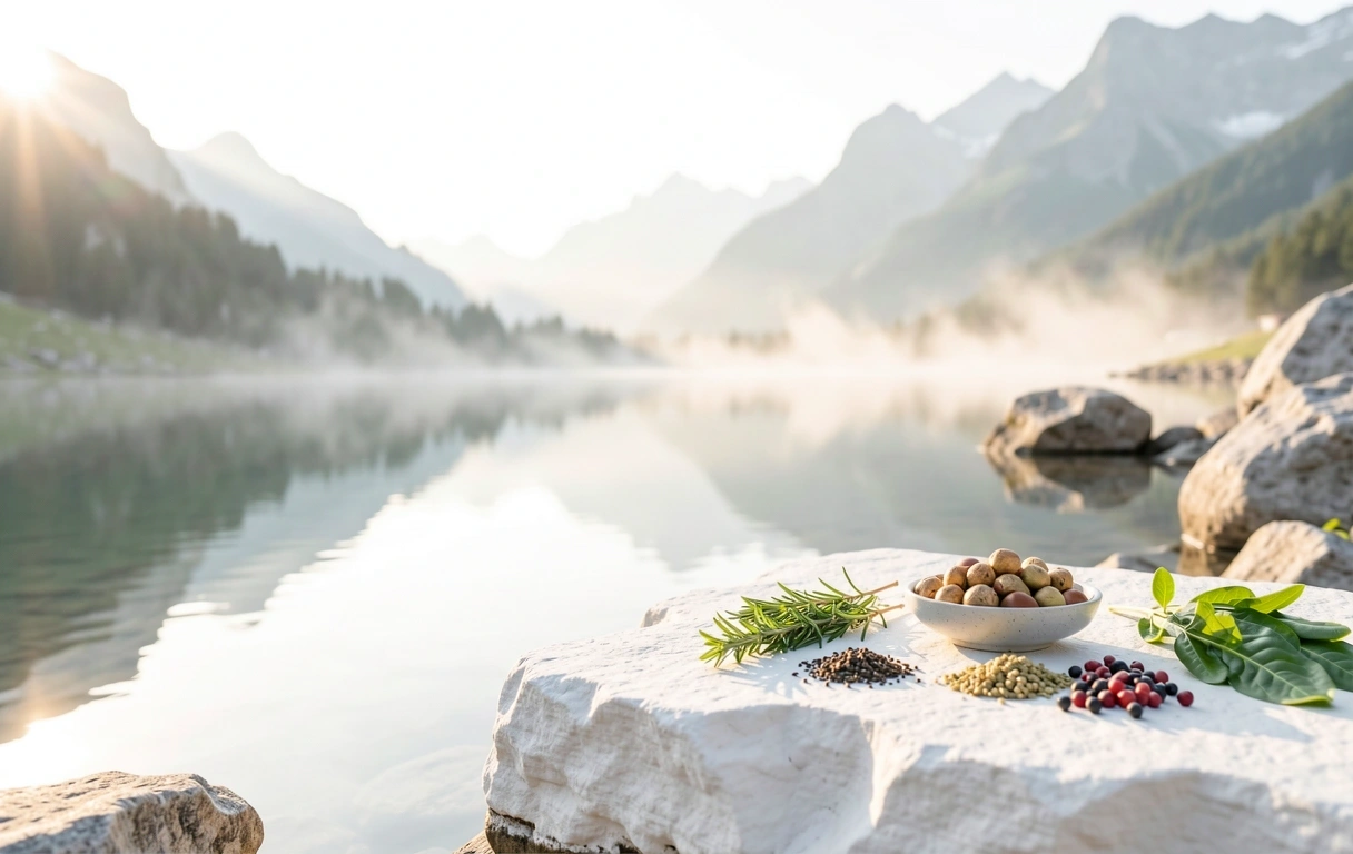 Morgennebel über einem Schweizer See
